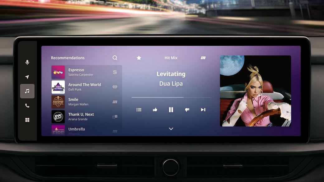 iM Media Hub running on an in-vehicle display